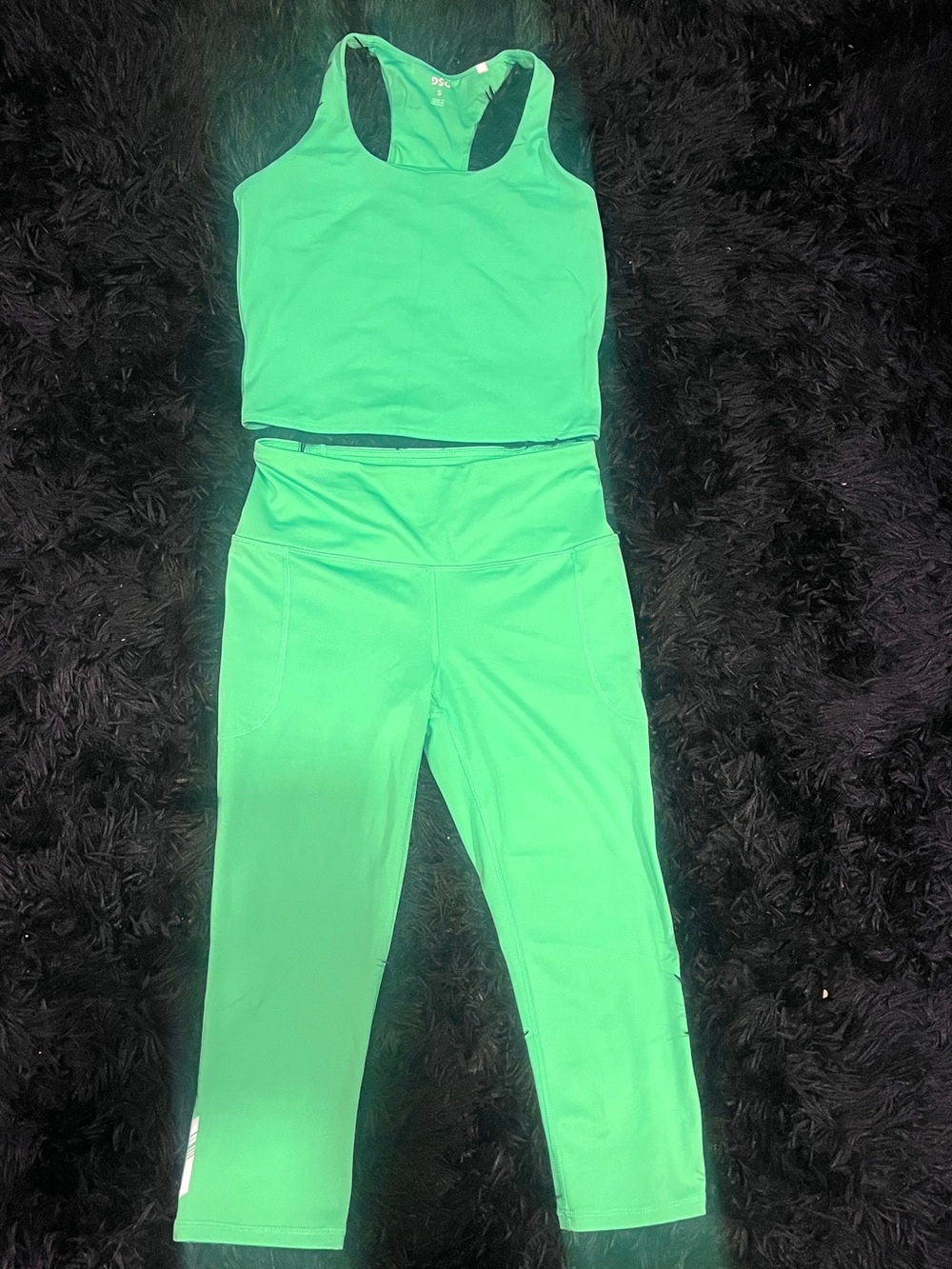 DSG Neon Green Racerback Crop Top & High-Waist Leggings Set Size S